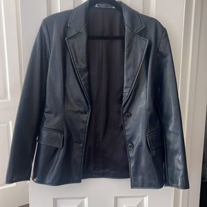 Vintage navy blue leather blazer